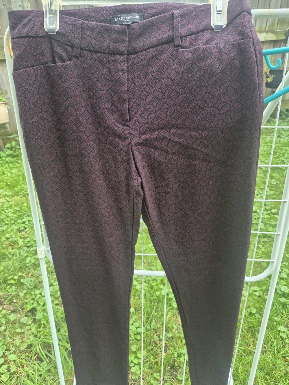 Mario Serrani Dark Burgundy Patterned Dress Pants